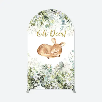 Aperturee Oh Deer Greenery Baby Shower Double Sided Arch Backdrop | Circle Arch Backdrop Diy | Diy Chiara Backdrop Cover | Ch...