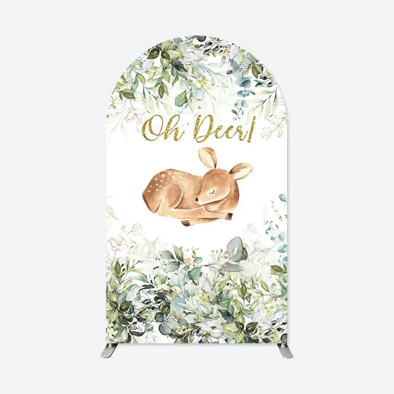 Aperturee Oh Deer Greenery Baby Shower Double Sided Arch Backdrop | Circle Arch Backdrop Diy | Diy Chiara Backdrop Cover | Ch...