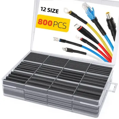 Wire Heat Shrink Tube Kit, 800pcs/set 2:1 Industrial Heat Shrink Repair Cable Sleeve, Waterproof Heat Shrink Tube Kit for Hom...