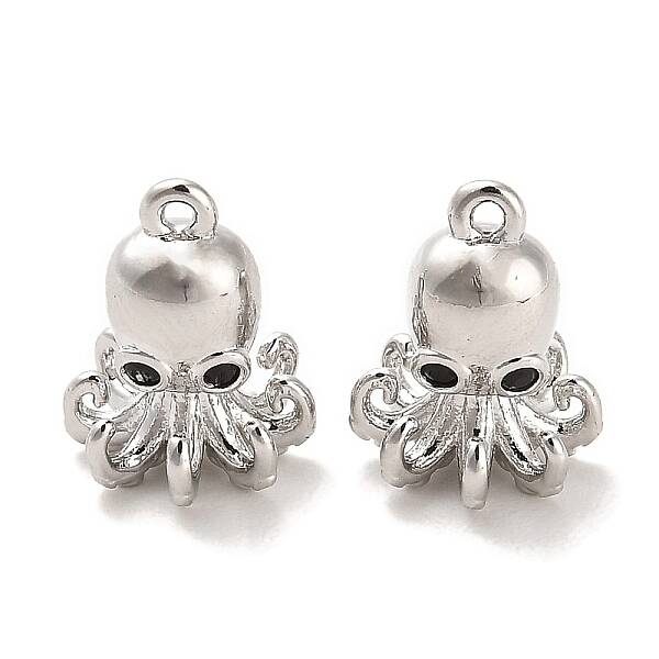 Brass Micro Pave Black Cubic Zirconia Charms