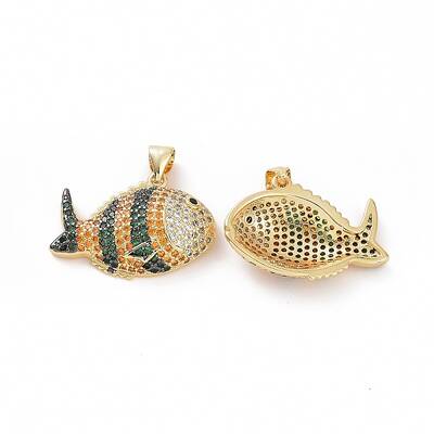 Brass Micro Pave Clear Cubic Zirconia Pendants