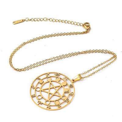 201 Stainless Steel Constellations with Star Pendant Necklace with Cable Chains
