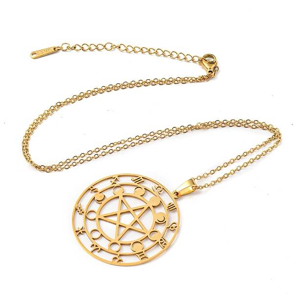 201 Stainless Steel Constellations with Star Pendant Necklace with Cable Chains