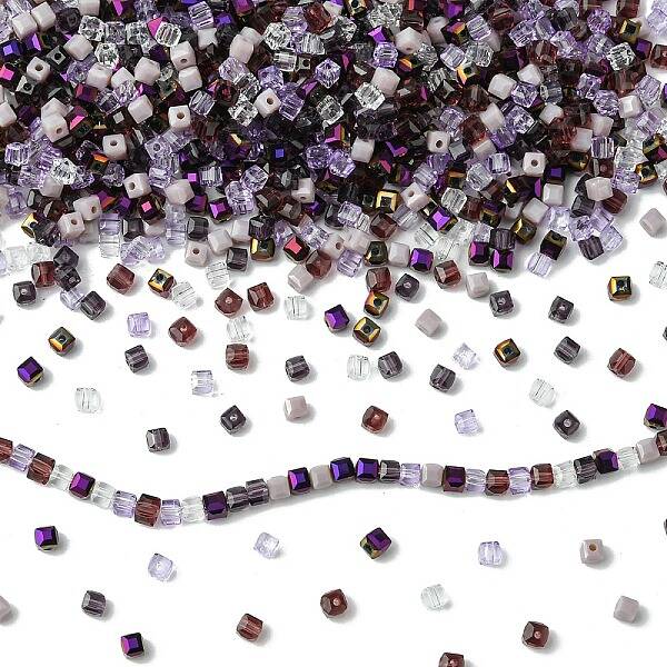 500Pcs Cube Glass Beads