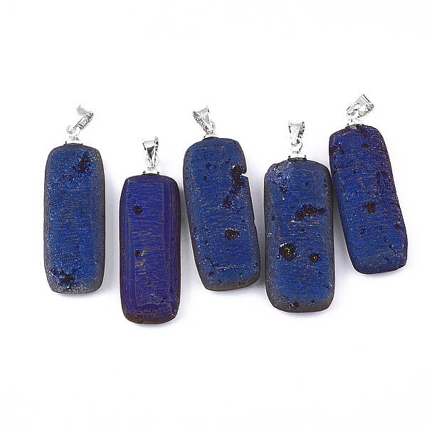Electroplate Natural Druzy Geode Agate Pendants