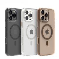 Transparent acrylic magsafe magnetic mobile phone case, anti-fall, thin and transparent, airbag anti-fall full-cover hard pro...
