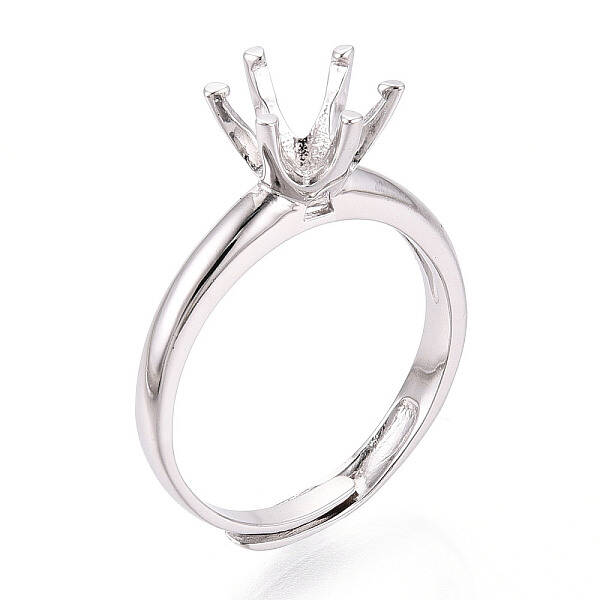 Rhodium Plated 925 Sterling Silver Engagement Solitaire Ring Settings