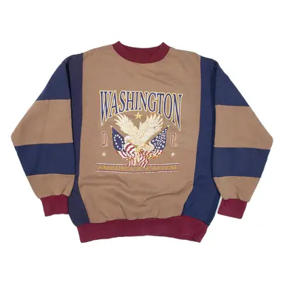 L & D SPORTS Washongton Mens Sweatshirt Brown USA L