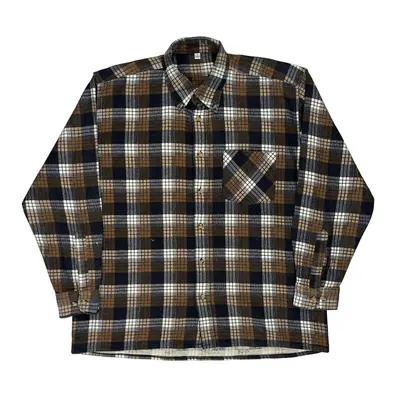 Unbranded Checked Flannel Shirt - Large Brown Cotton