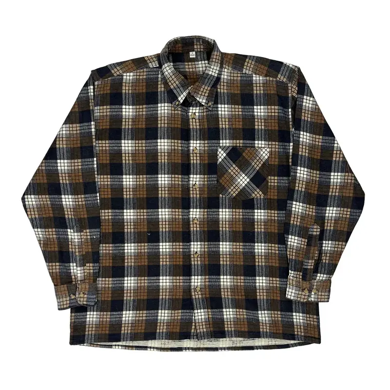 Unbranded Checked Flannel Shirt - Large Brown Cotton