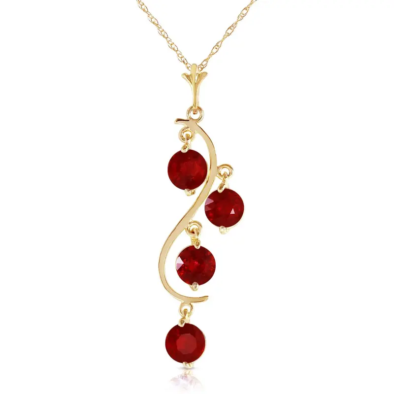 14K Gold Ruby Round Pendant Necklace Gemstone Necklaces