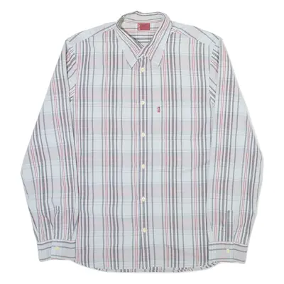 LEVI'S Mens Shirt Grey Check Long Sleeve L