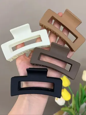 2024 Summer Simple Plain Color Hair Claws, Casual Versatile Hair Claws, Daily Outdoor Versatile Hair Accessories, Minimalist ...