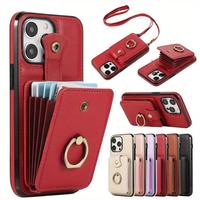 Fashionable Card Holder Design Phone Case with Ring Holder, 360° Rotatable Phone Case with Card Holder, Shockproof Phone Cov...