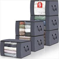 Foldable Clothes Storage Box, 3/6 Counts Clothes Storage Organizer, Clothes Storage Container, Home Organizer for Bedroom, Cl...