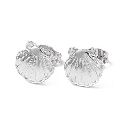 304 Stainless Steel Shell Stud Earrings for Women