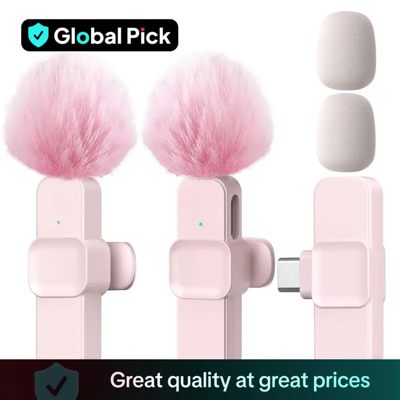 Wireless Lavalier Microphone, 1 Set USB Rechargeable Wireless Microphones, Professional Mini Microphones for iPhone, iPad, An...