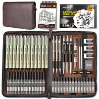 Nicpro 58 Pack Art Drawing Supplies Kit in Leather Case, Sketching Set with 6 Metal Mechanical Pencil 0.5 & 0.7 & 0.9 & 2mm, ...