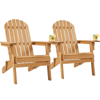 Yaheetech Set of 2 Folding Adirondack Chair Outdoor Solid Wood Garden Chair Weather Resistant, Fire Pit Lounge Chairs for Gar...