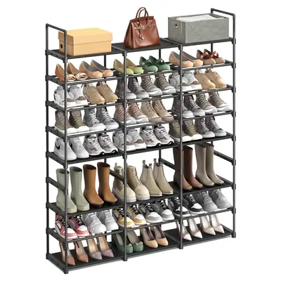FCH Large Shoe Rack, 8-Tier Shoe Organizer, Shoe Storage Holds up to 48 Pairs, Stackable, Large Capacity, Steel Tubes and Non...