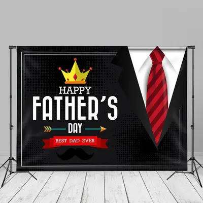 Crown Black Suit Tie Happy Fathers Day Backdrop - Aperturee