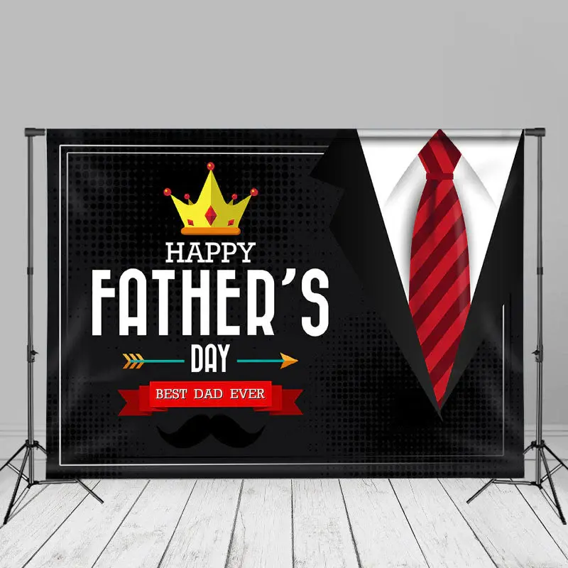 Crown Black Suit Tie Happy Fathers Day Backdrop - Aperturee
