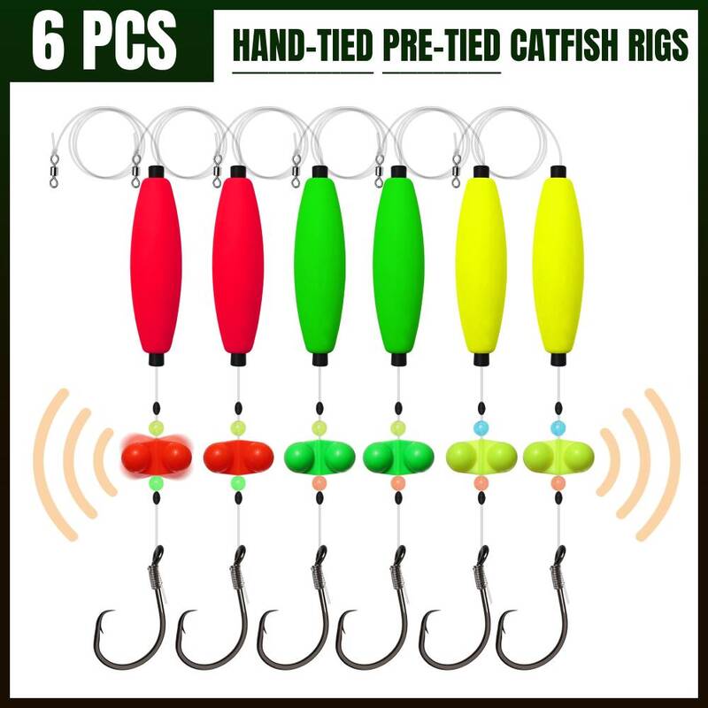 Catfish Rigs Santee Rig Catfish Float Rigs Circle Hooks  6/0 8/0 Catfishing Tackle 6pcs, Catfish Fishing Tackle Making K