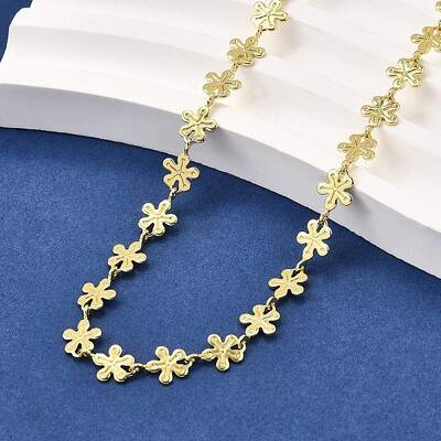 Brass Flower Link Chain Necklaces