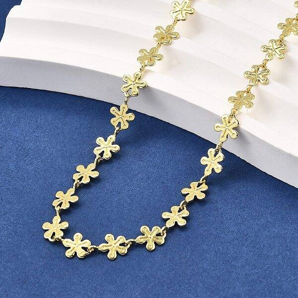 Brass Flower Link Chain Necklaces