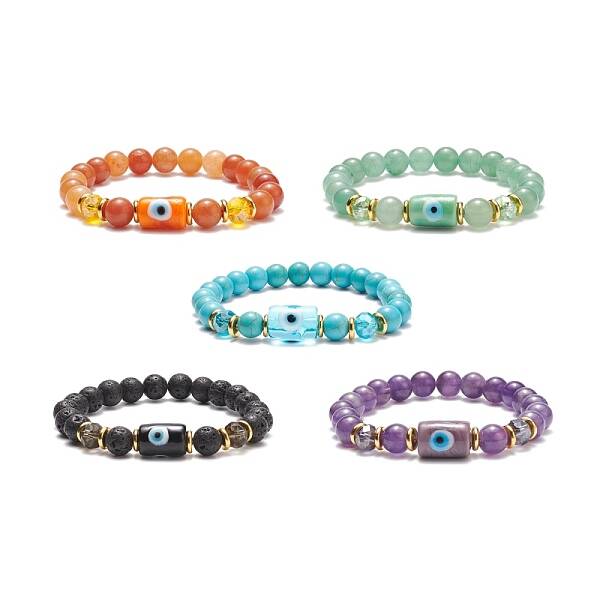 Gemstone Round Beaded Stretch Bracelet