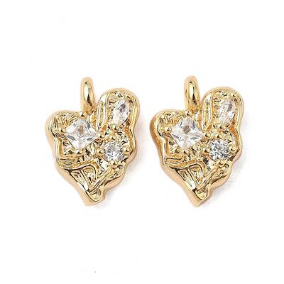 Brass Micro Pave Clear Cubic Zirconia Charms