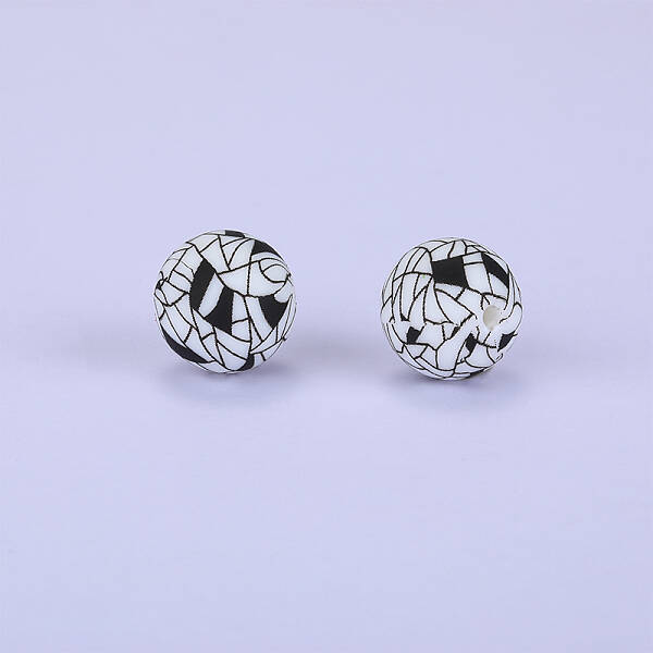 Printed Round Silicone Focal Beads
