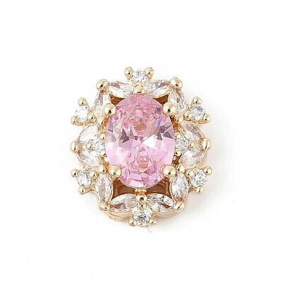 Brass Micro Pave Cubic Zirconia Beads