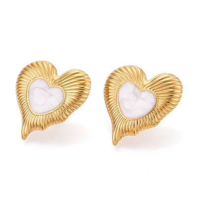 Heart 304 Stainless Steel Enamel Stud Earrings