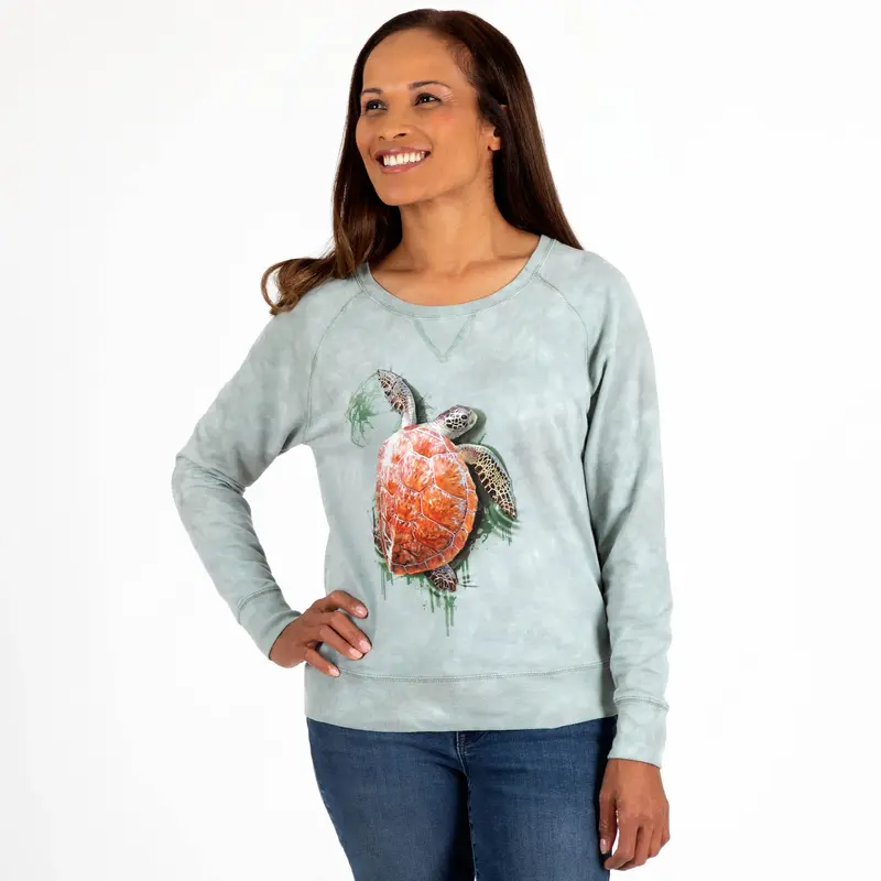 Turtle Tie-Dye Women's Crew Neck Sweatshirt - L
