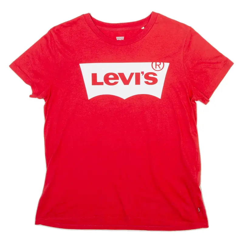 LEVI'S Girls T-Shirt Red Crew Neck M