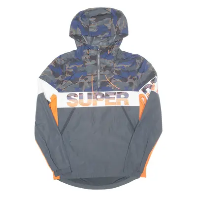 SUPERDRY Mens Anorak Jacket Grey Hooded Camouflage S