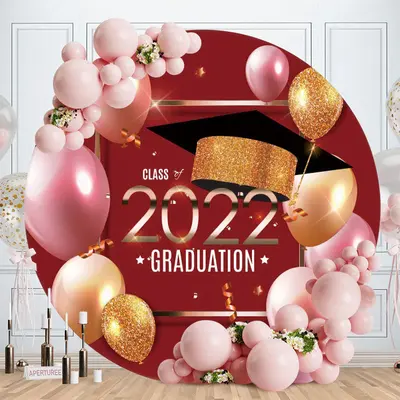 Circle Balloons Class Of 2022 Graduation Backdrop - Aperturee