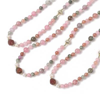 Natural Agate & Pearl &  Natural Rose Quartz Beaded Necklaces