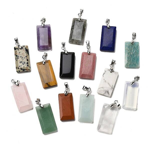 Natural Mixed Gemstone Faceted Pendants