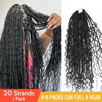 YGwigs Boho Crochet Box Braids with Human Hair Curls 20Strands Pre-Looped,4-6Packs Recommended,Save Time,Goddess Braids,Easy ...