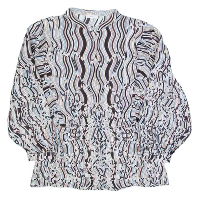 REISS Penny Womens Printed Shirt Blue Long Sleeve Viscose Crazy Pattern UK 12