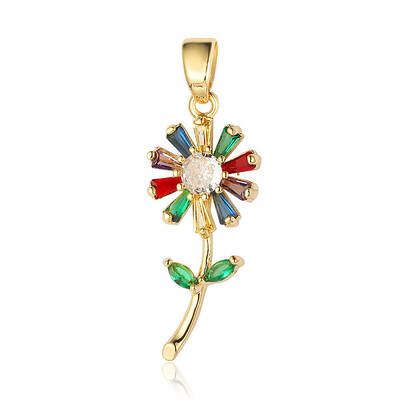 Brass Micro Pave Cubic Zirconia Pendants
