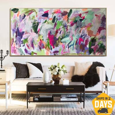 Unstretched Extra Large Colorful Paintings On Canvas Original Abstract Vivid Art Modern Textured Painting | VIBRANT WAY 39.37...