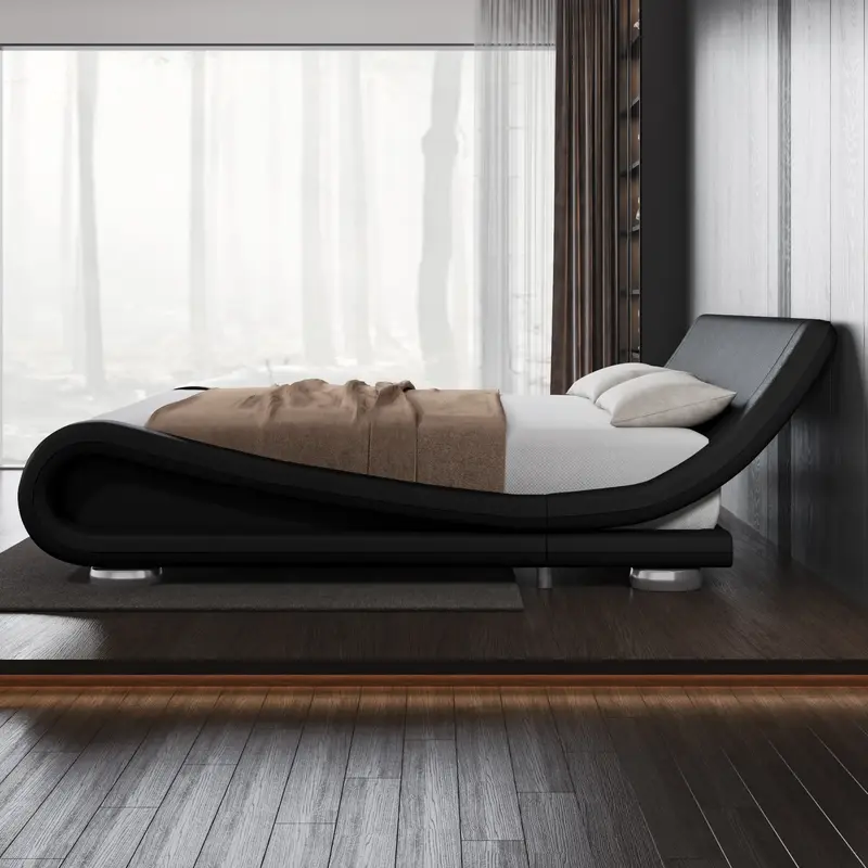 Allewie Full/Queen/King Size Bed Frame with Ergonomic & Adjustable Headboard, 【Frame Only No Mattress】Low Profile Modern ...