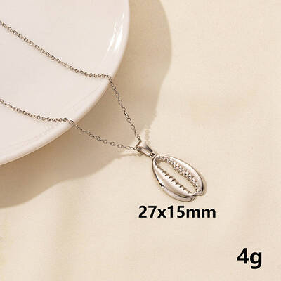Stainless Steel Cowrie Shell Pendant Necklaces