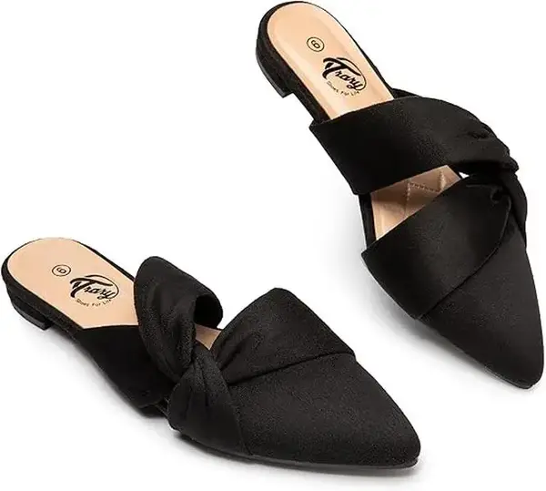 Trary Women's Flats Mules, Pointed Toe Backless Loafers Women Shoes, Mules Flats Comfortable, Cute Flats, Slip on Mules, Offi...