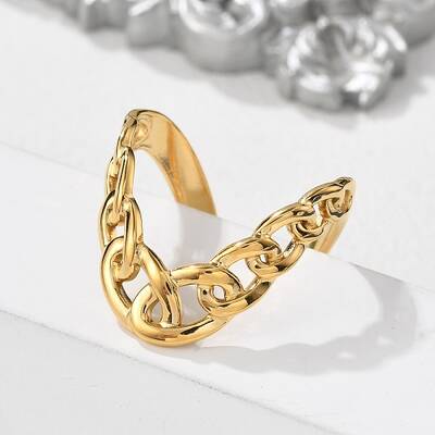 304 Stainless Steel Curb Chain Open Cuff Rings