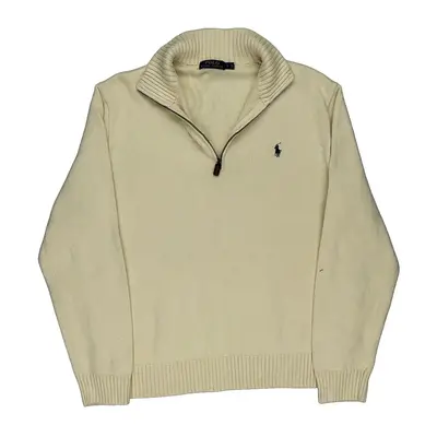 Polo By Ralph Lauren 1/4 Zip - Large Cream Cotton