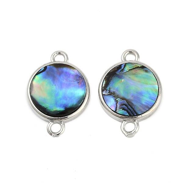 Brass Pave Natural Paua Shell Connector Charms